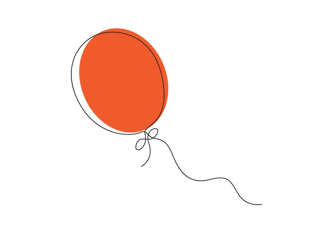 contínuo 1 linha desenhando do balão. aniversário celebração. digital ilustração vetor