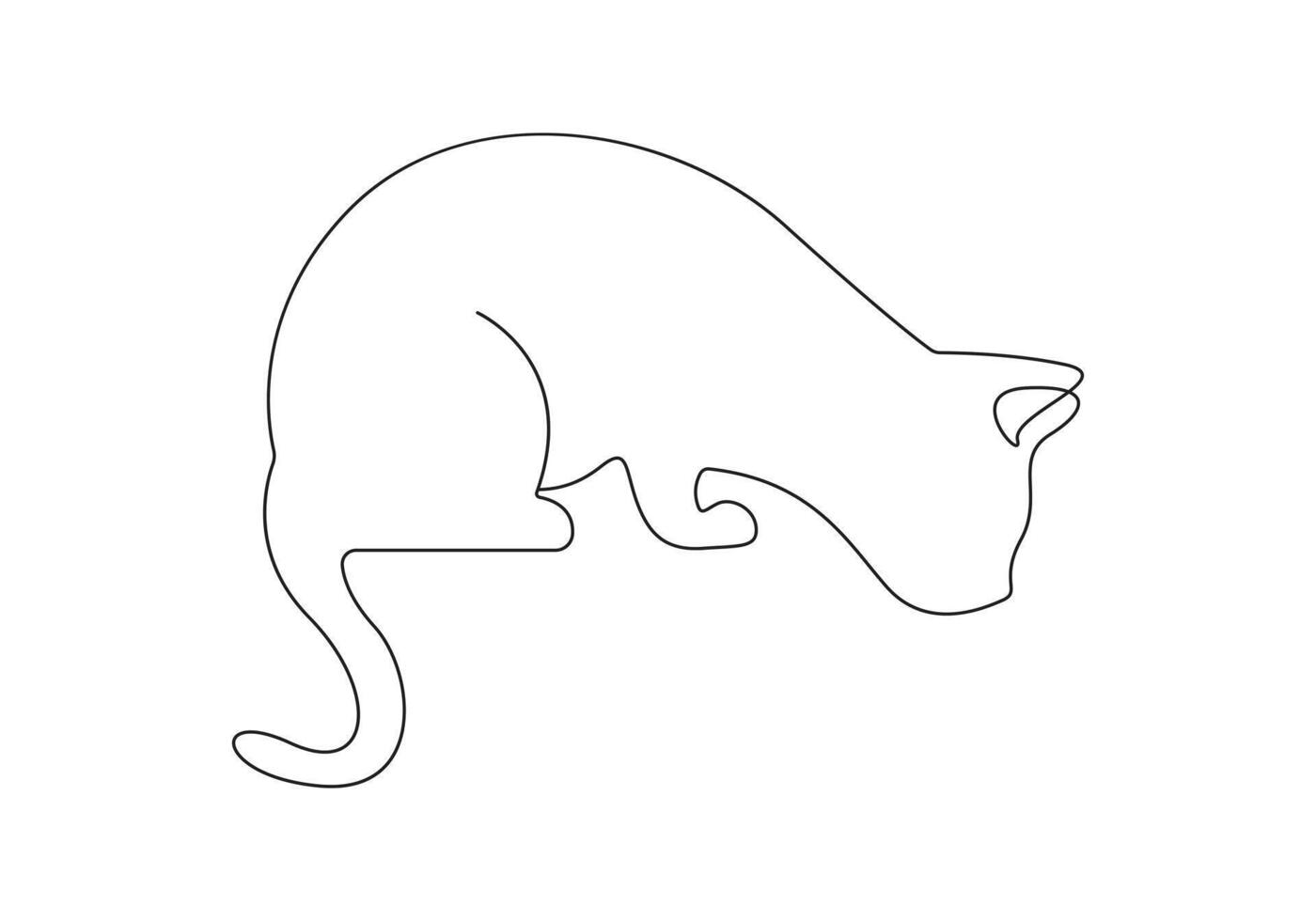 simples gato contínuo 1 linha desenhando digital ilustração vetor