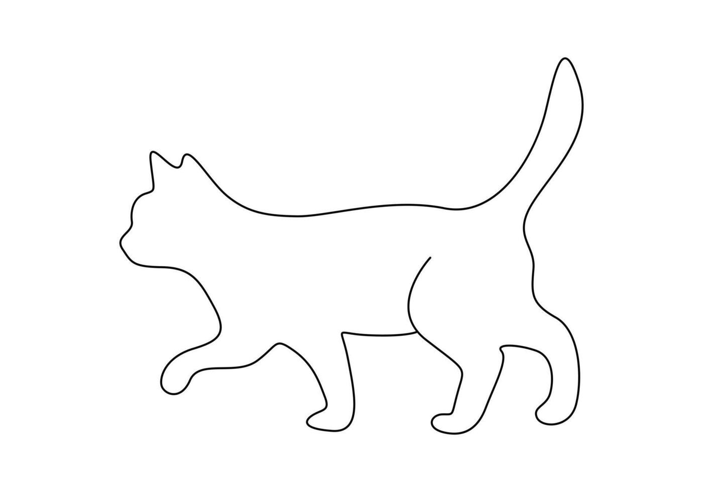 contínuo solteiro linha desenhando do gato Prêmio ilustração vetor