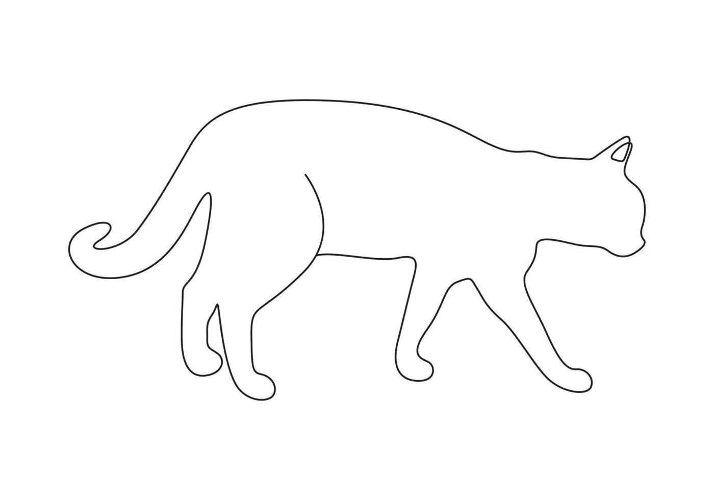 simples gato contínuo 1 linha desenhando digital ilustração vetor