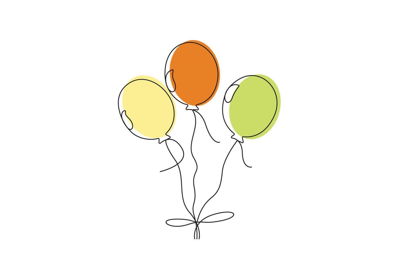 contínuo 1 linha desenhando do balão. aniversário celebração. digital ilustração vetor