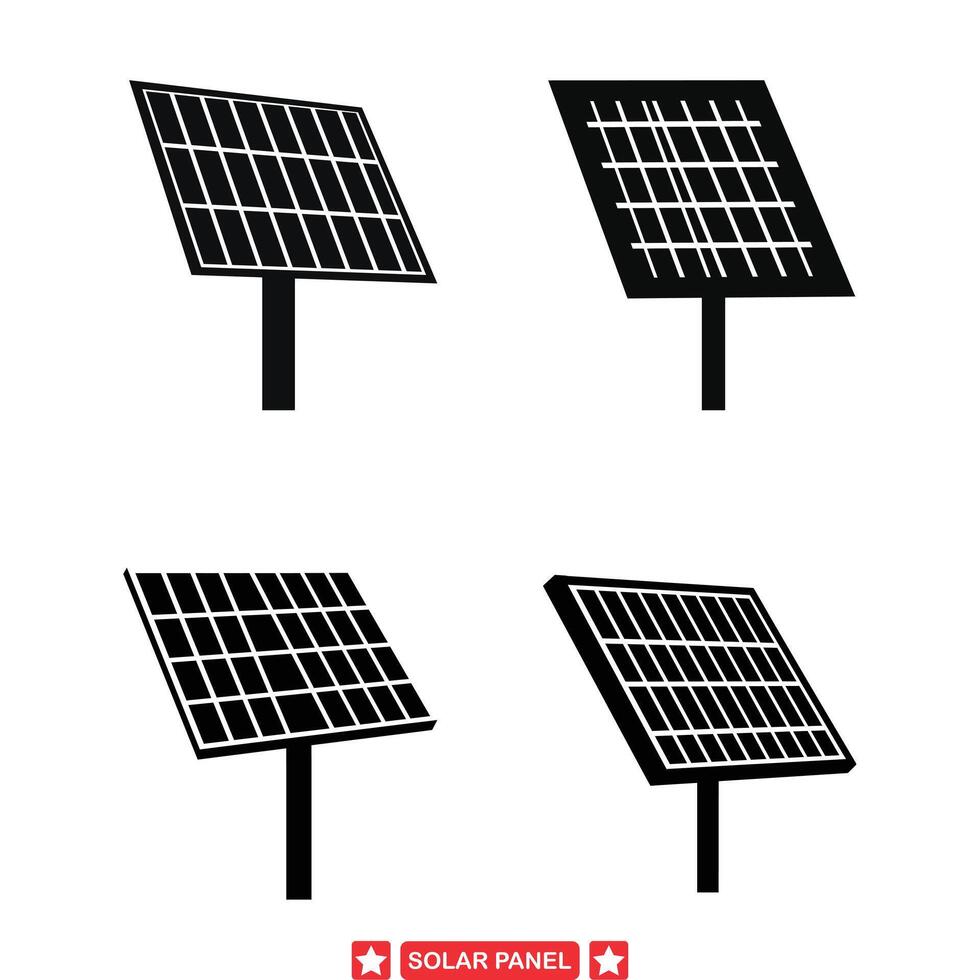 renovável energia ícones compreensivo conjunto do solar painel silhuetas para eco consciente Projeto projetos e verde defesa campanhas vetor