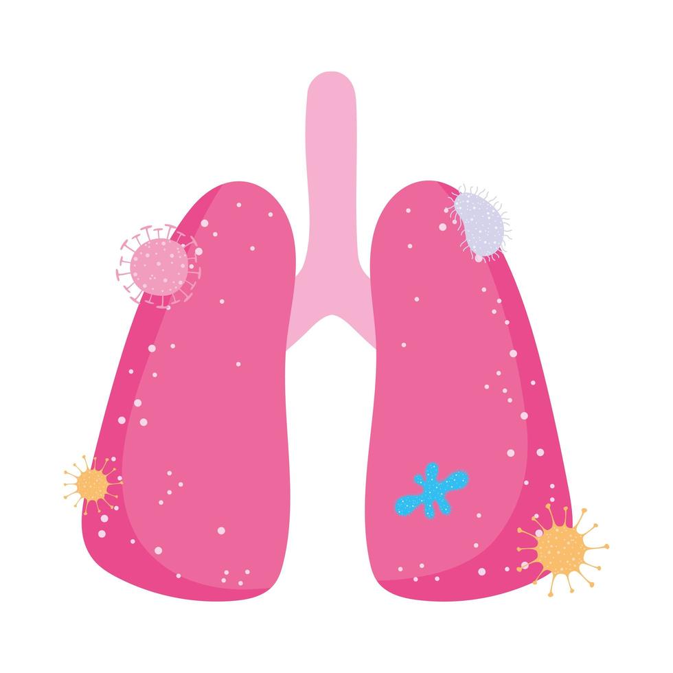 covid 19 coronavírus doença pulmonar isolada respiratória ícone fundo branco vetor