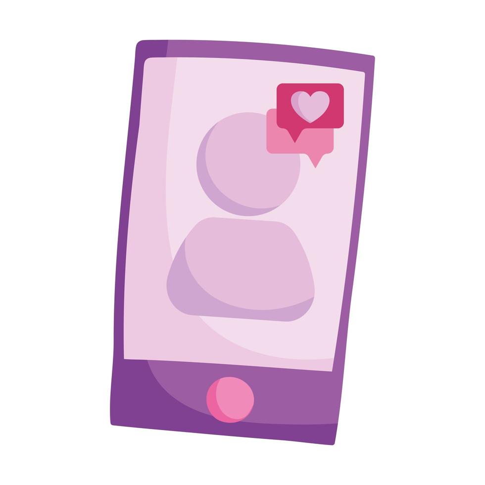ícone isolado de bolha de discurso de mensagem de amor em smartphone vetor