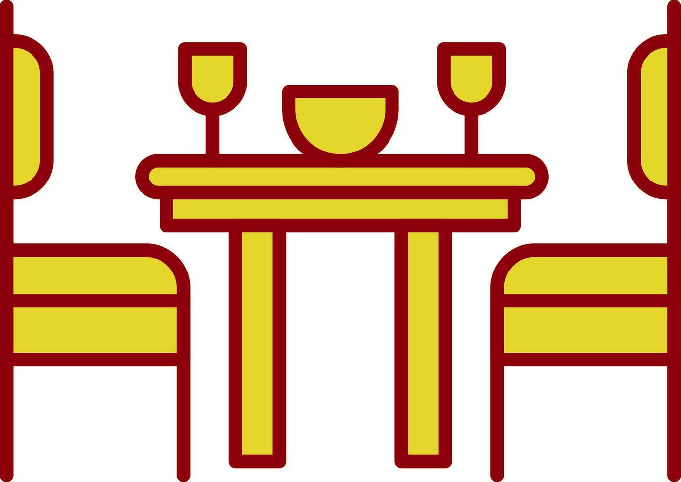 ícone de duas cores da linha da sala de jantar vetor