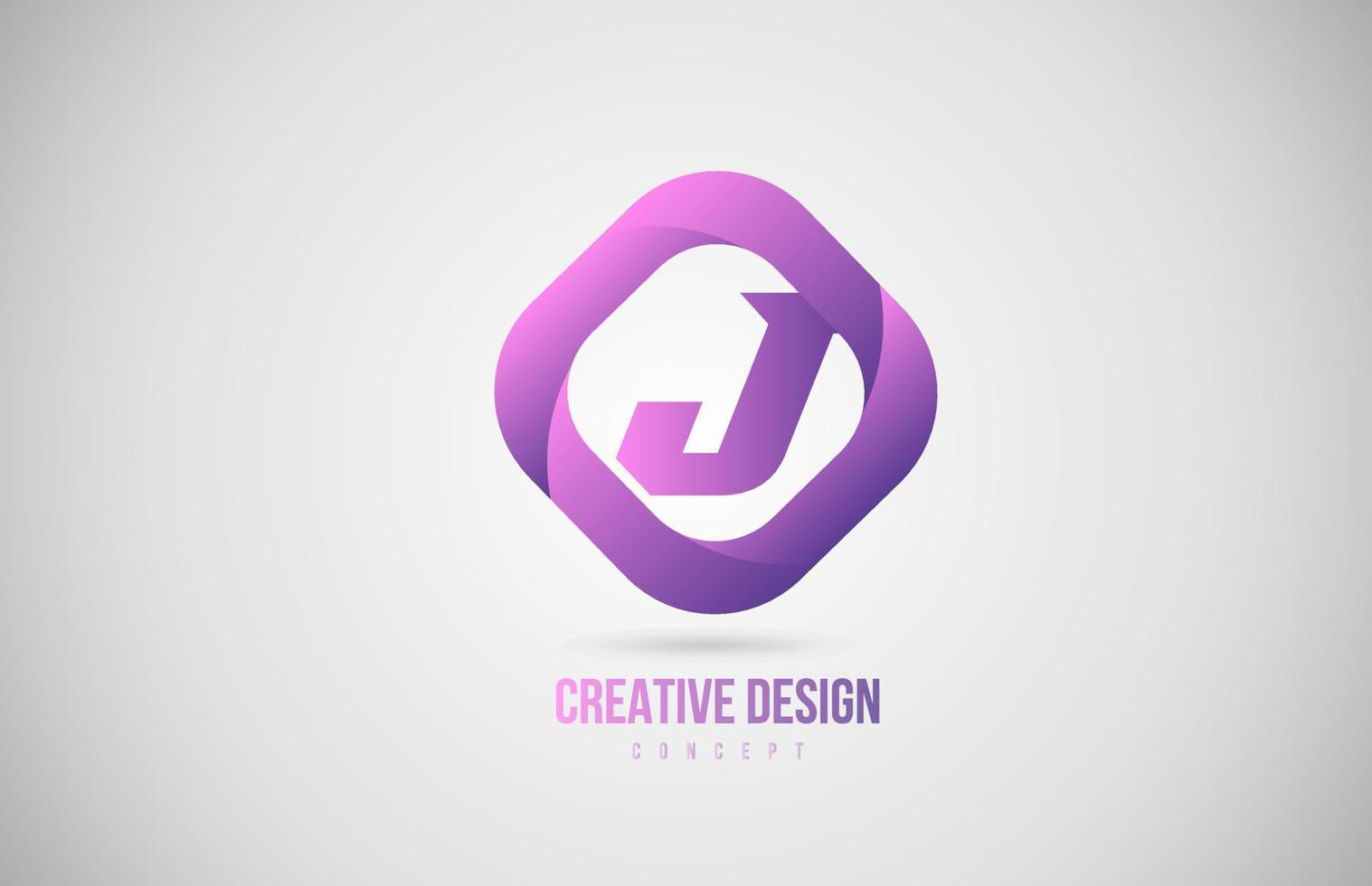 logotipo da letra do alfabeto rosa j. modelo de design criativo para ícone vetor