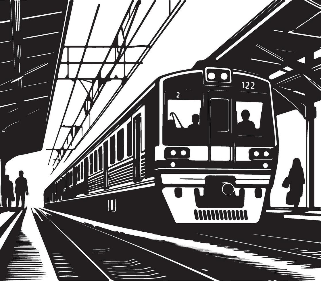 ilustração e silhueta do trem vetor