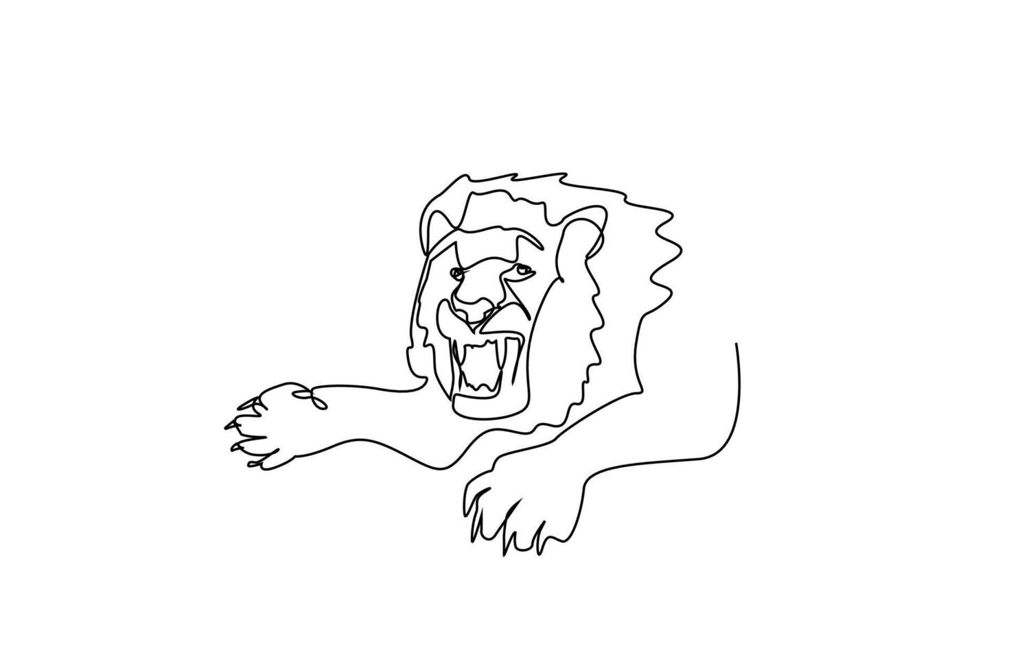 leão predador ataque perigoso cabeça face 1 linha arte Projeto vetor