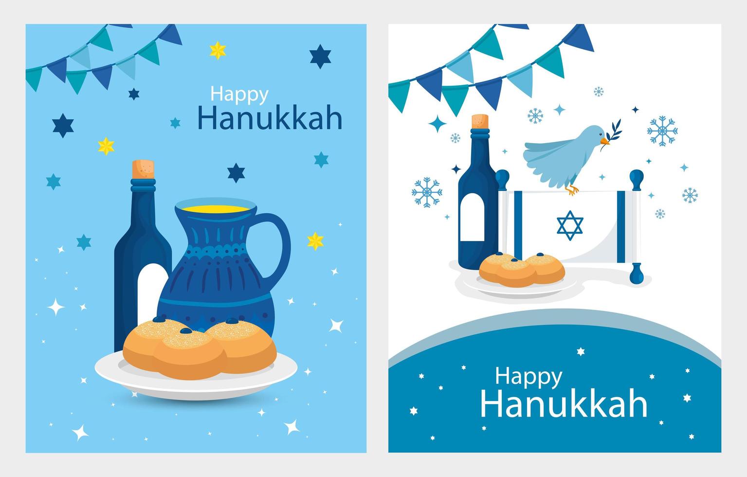 definir pôster de feliz hanukkah com decoração vetor
