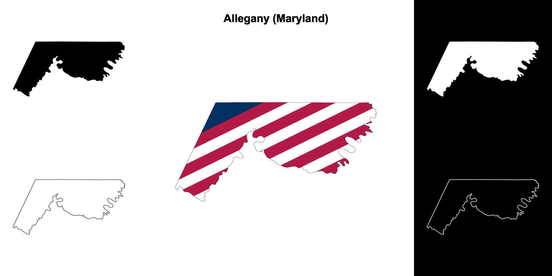 Alegania condado, Maryland esboço mapa conjunto vetor