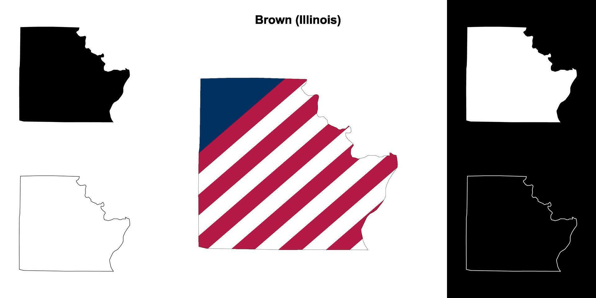 Castanho condado, Illinois esboço mapa conjunto vetor