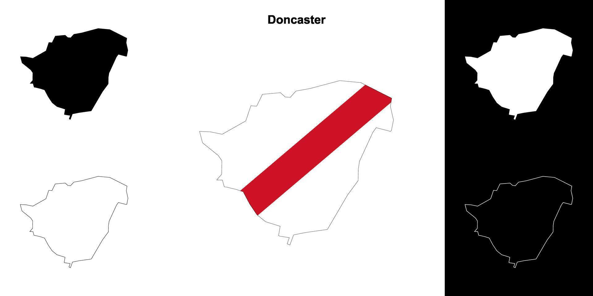 Doncaster em branco esboço mapa conjunto vetor