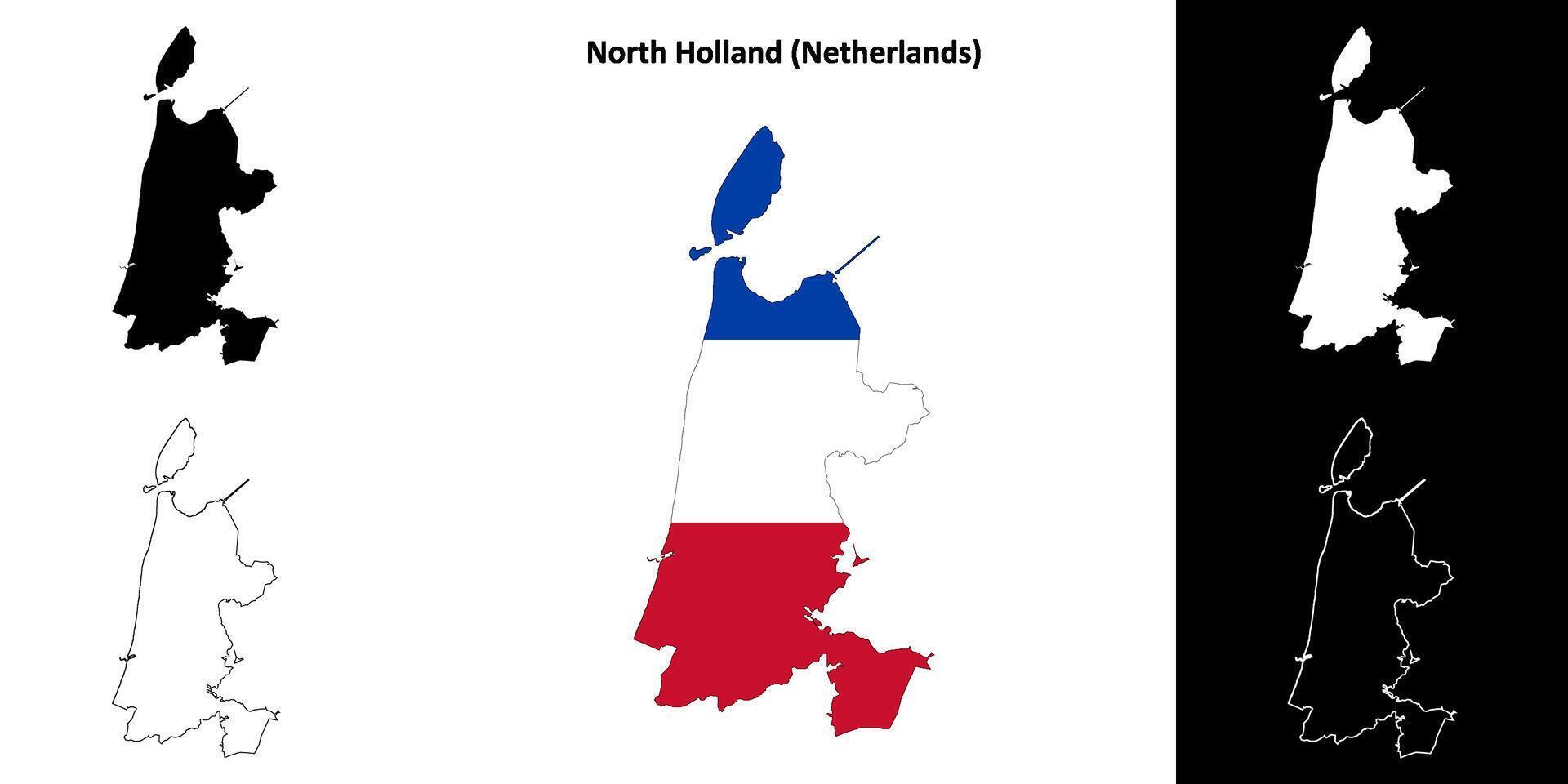 norte Holanda província esboço mapa conjunto vetor