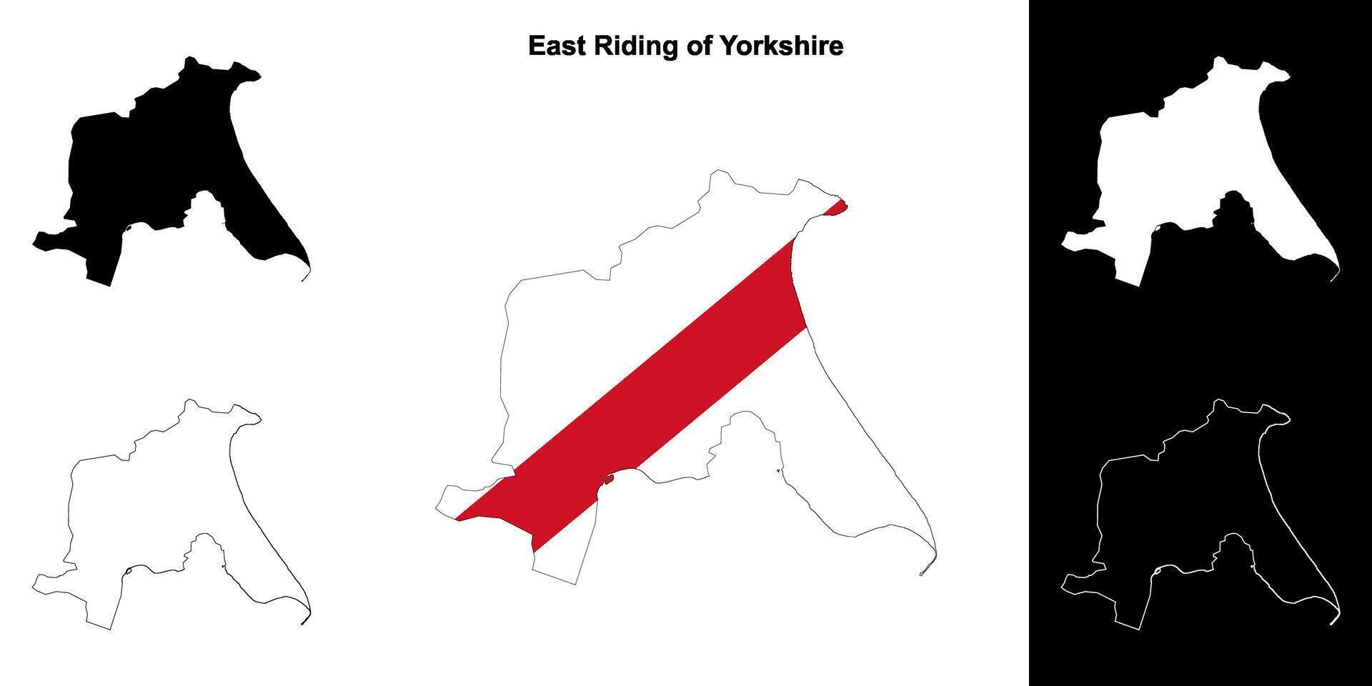 leste equitação do yorkshire em branco esboço mapa conjunto vetor