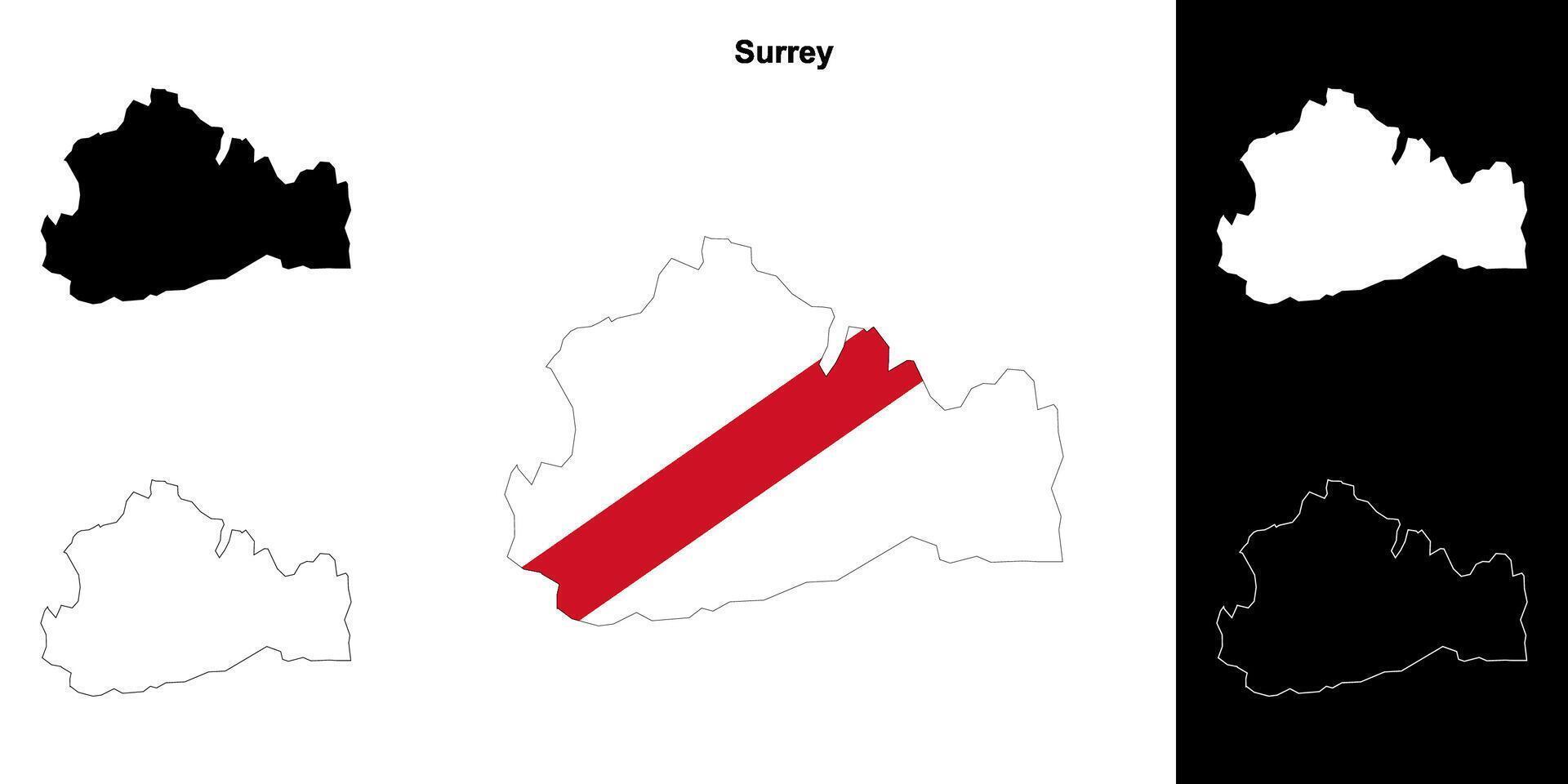 Surrey em branco esboço mapa conjunto vetor