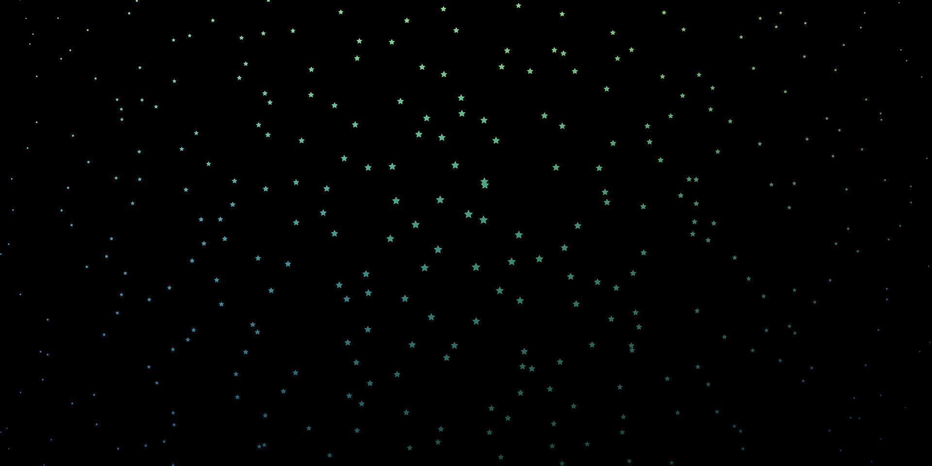 Sombrio azul, verde fundo com pequeno e grande estrelas. vetor