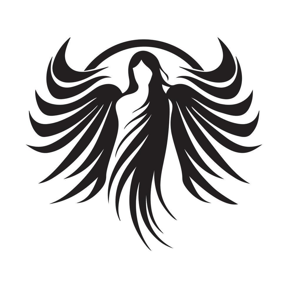 anjo Projeto logotipo, arte, ícones, e gráficos, Preto e branco anjo vetor