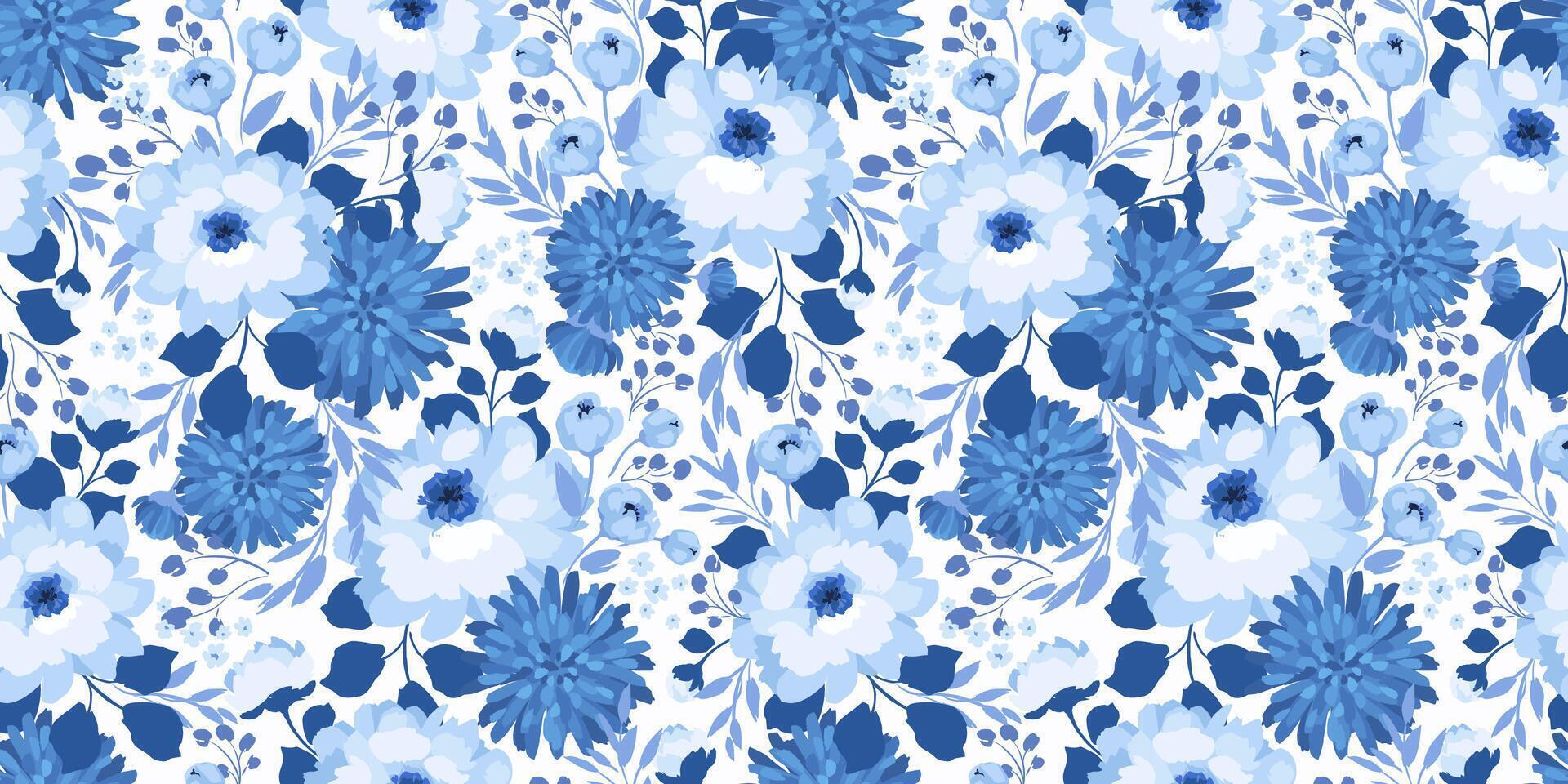 azul floral desatado padronizar. Projeto para papel, cobrir, tecido, interior decoração e de outros usa vetor