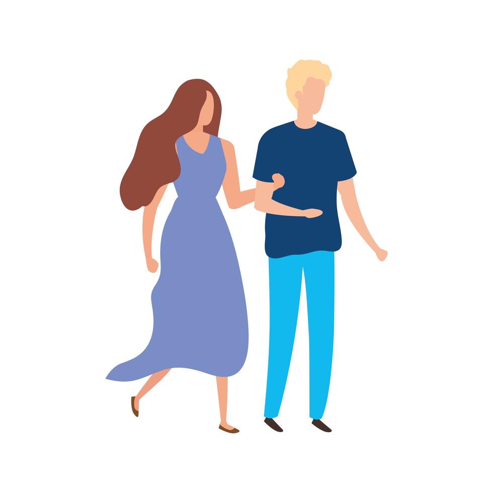 ícones de personagens de avatar de jovem casal vetor