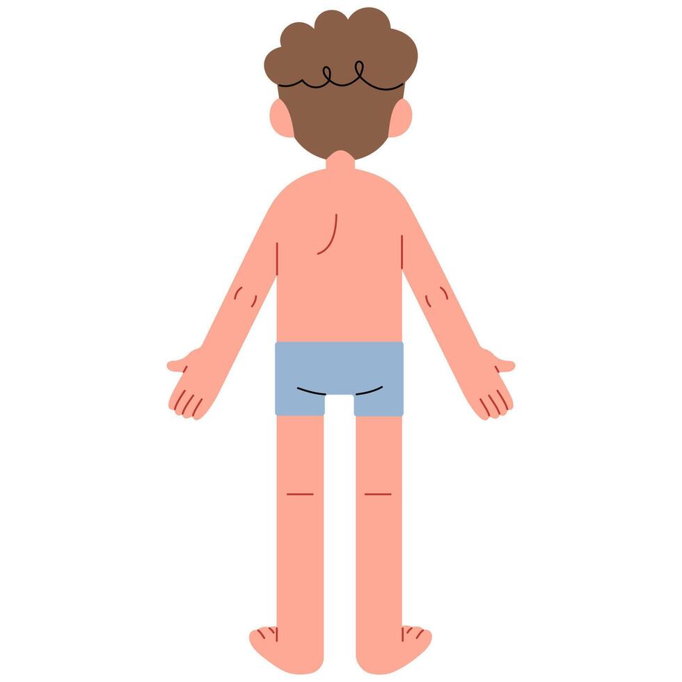 do homem corpo costas fofa em uma branco fundo, ilustração. vetor