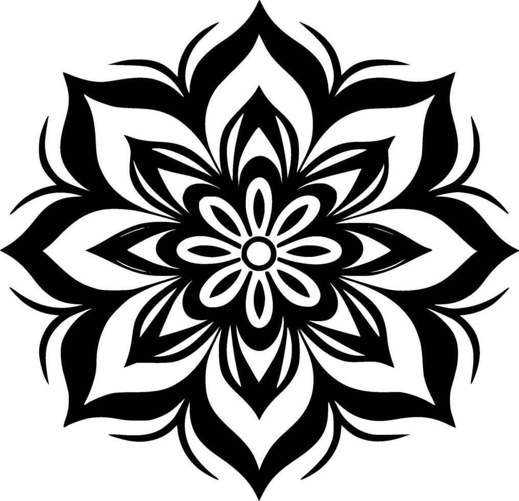 mandala - Preto e branco isolado ícone - ilustração vetor