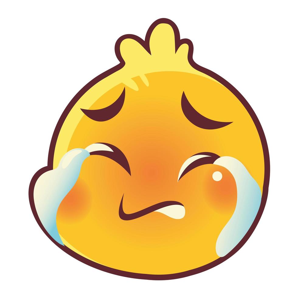 emoji engraçado, emoticon chorando, expressão facial, mídia social vetor