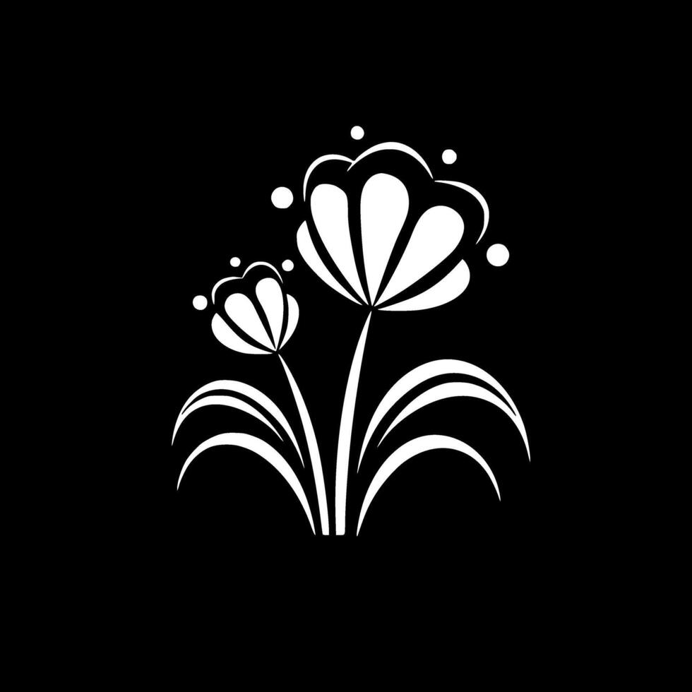 flor - Preto e branco isolado ícone - ilustração vetor