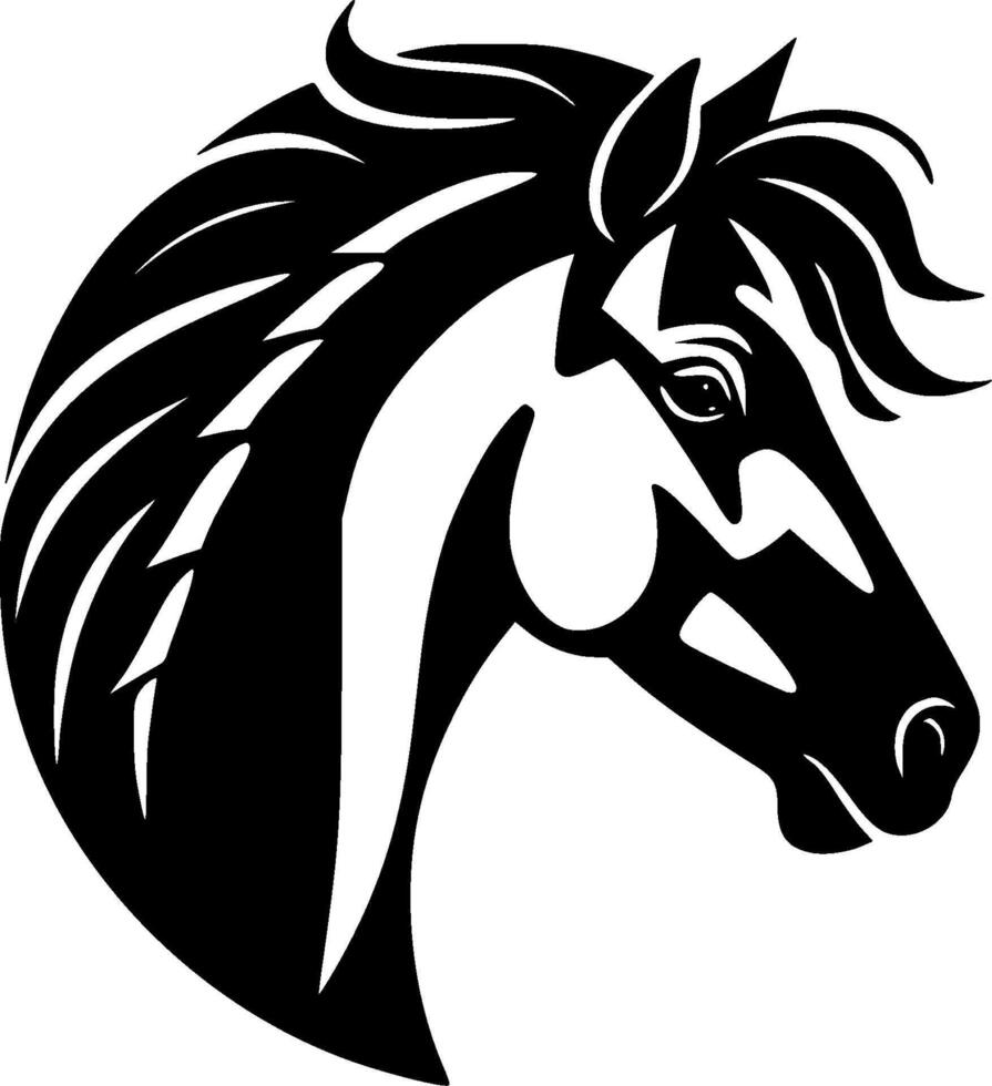 cavalo - Preto e branco isolado ícone - ilustração vetor