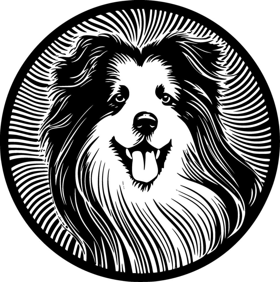 Shetland cão de guarda - minimalista e plano logotipo - ilustração vetor