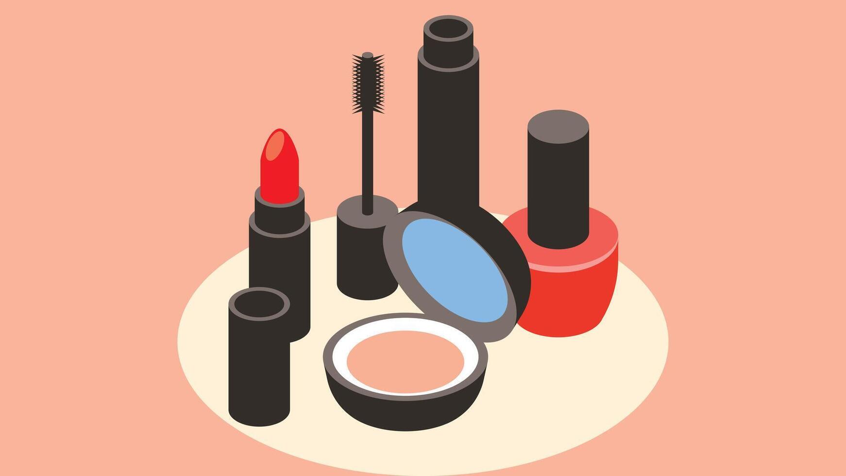 beleza cosmética Maquiagem conjunto para mulheres ilustração vetor
