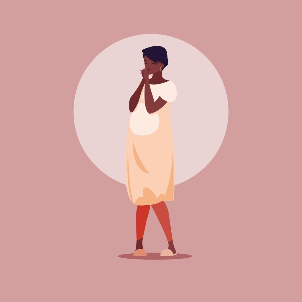 personagem de avatar de mulher afro grávida vetor