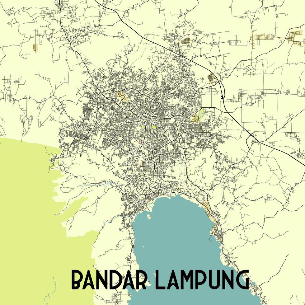 Bandar lampung Indonésia mapa poster arte vetor