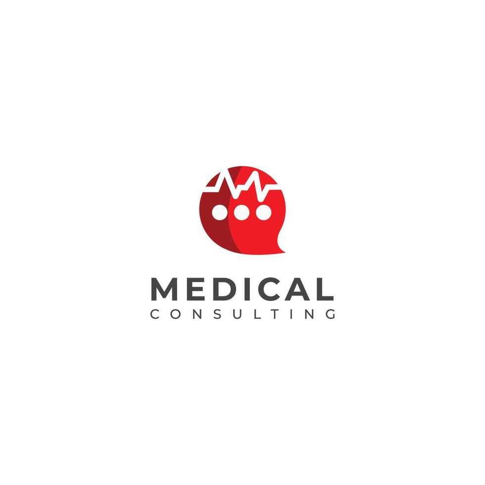 médico consultando logotipo Projeto. médico bate-papo consultando conversa logotipo. vetor