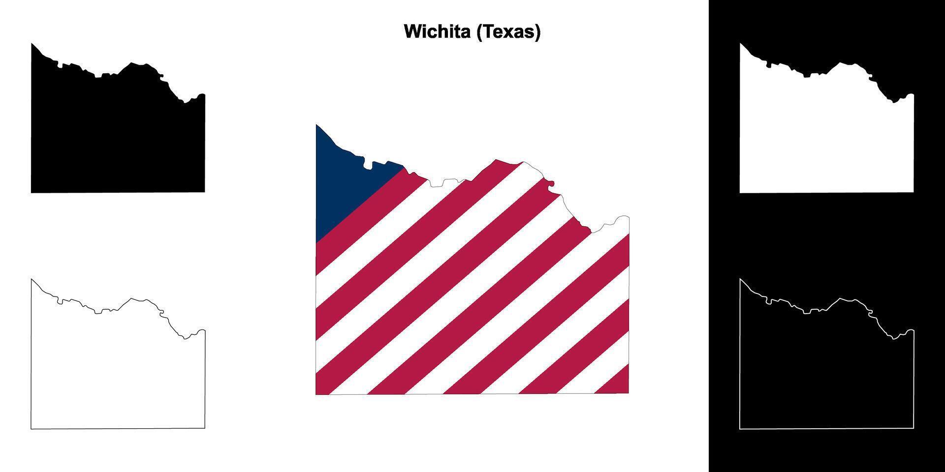 Wichita condado, texas esboço mapa conjunto vetor