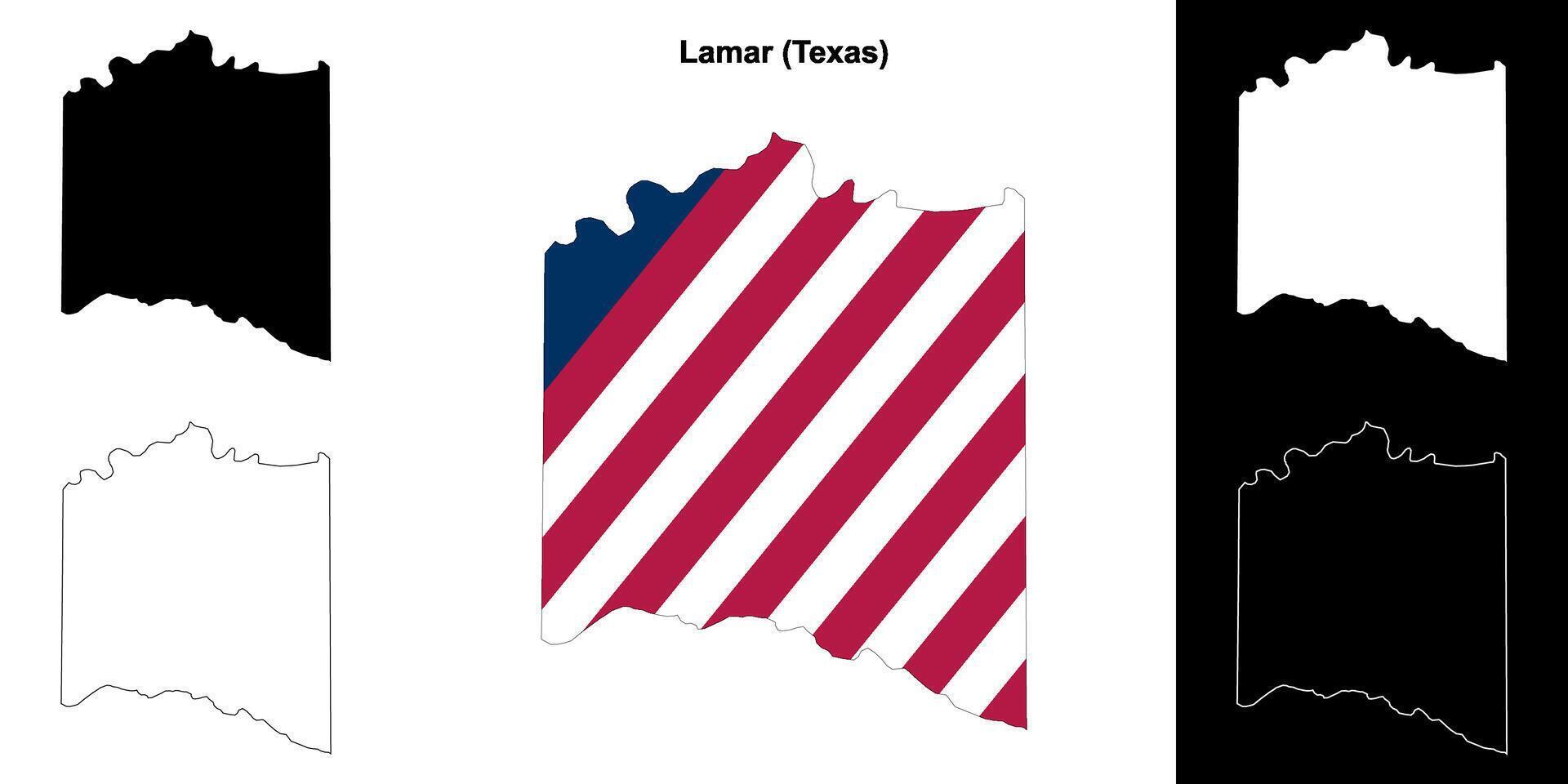 Lamar condado, texas esboço mapa conjunto vetor