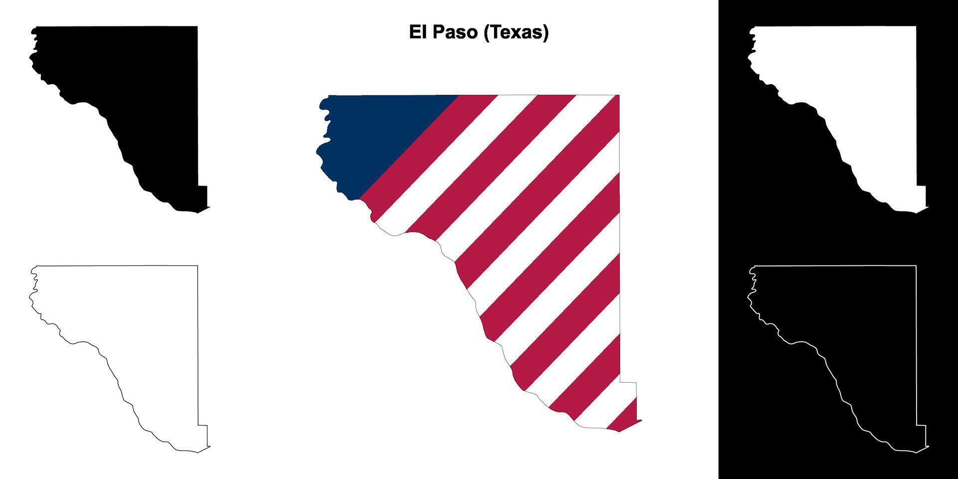 el paso condado, texas esboço mapa conjunto vetor