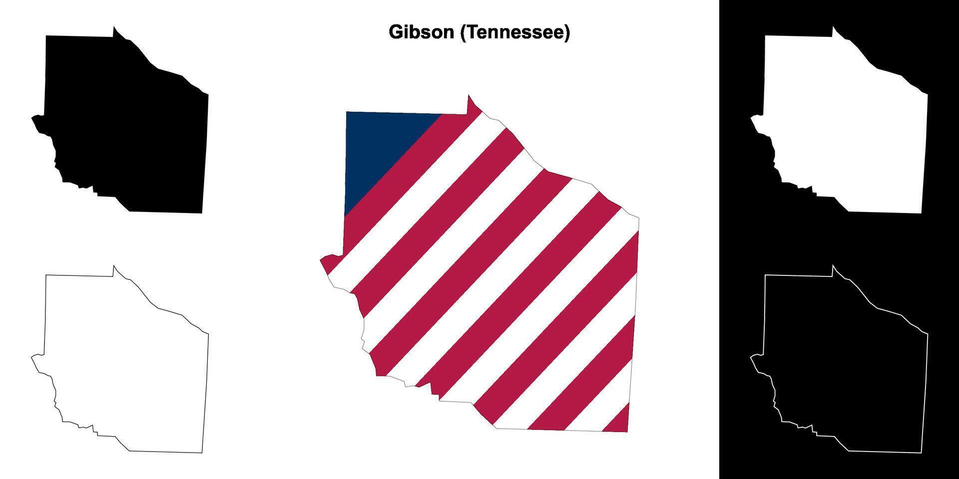 Gibson condado, Tennessee esboço mapa conjunto vetor