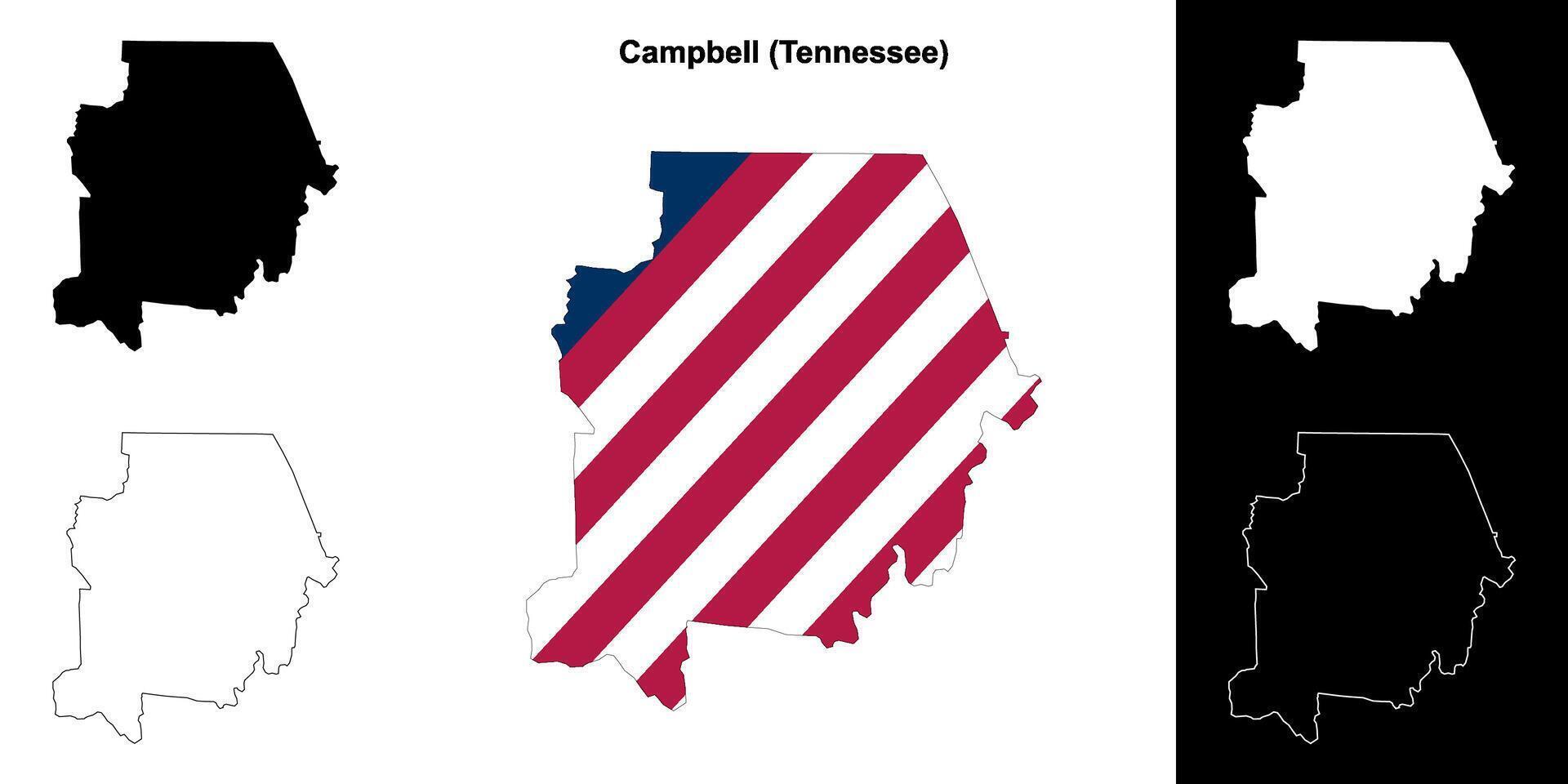 Campbell condado, Tennessee esboço mapa conjunto vetor