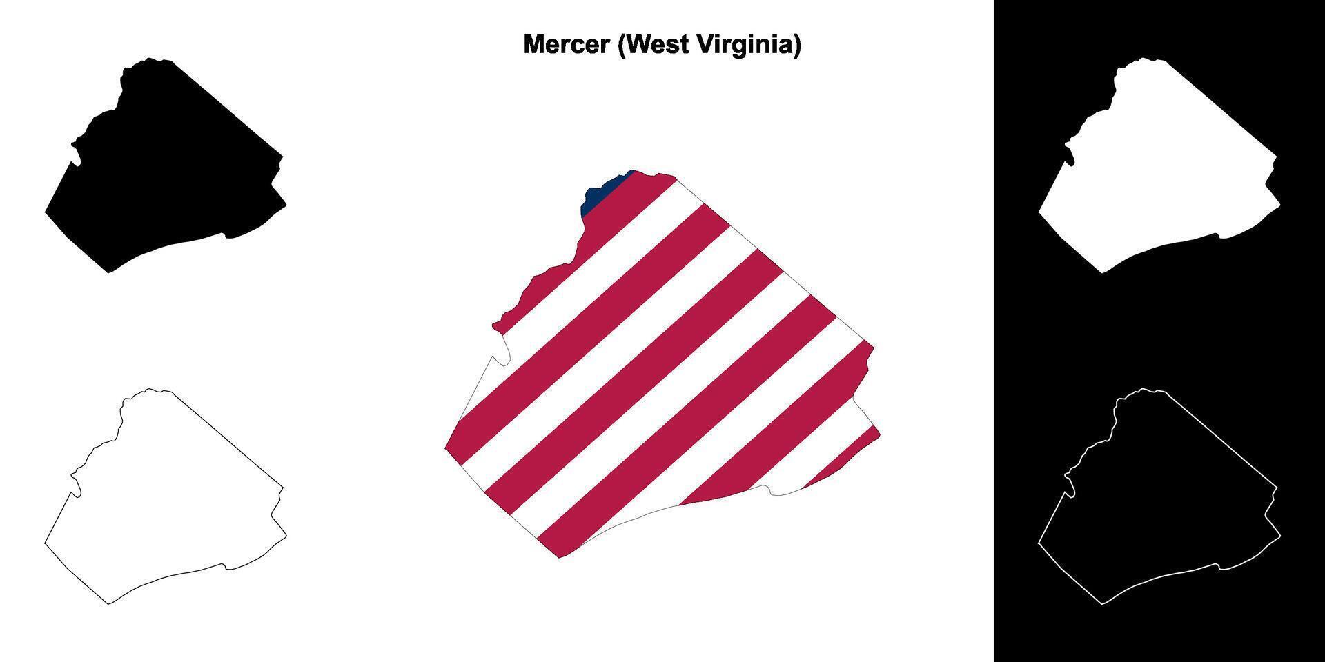 comerciante condado, oeste Virgínia esboço mapa conjunto vetor