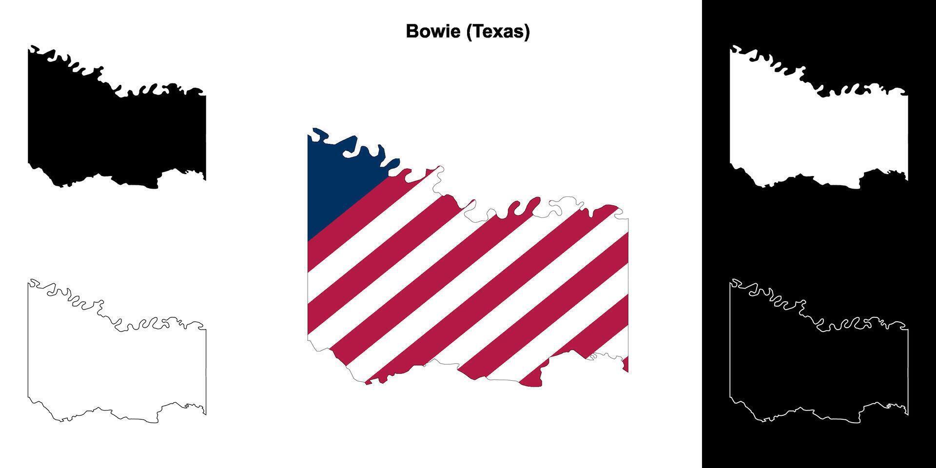 Bowie condado, texas esboço mapa conjunto vetor