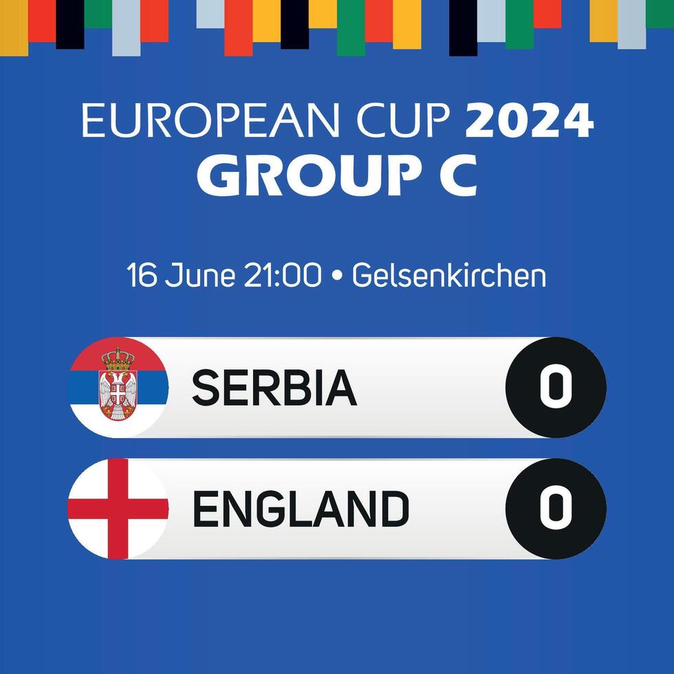 Sérvia vs Inglaterra europeu futebol campeonato grupo c Combine placar bandeira euro Alemanha 2024 vetor