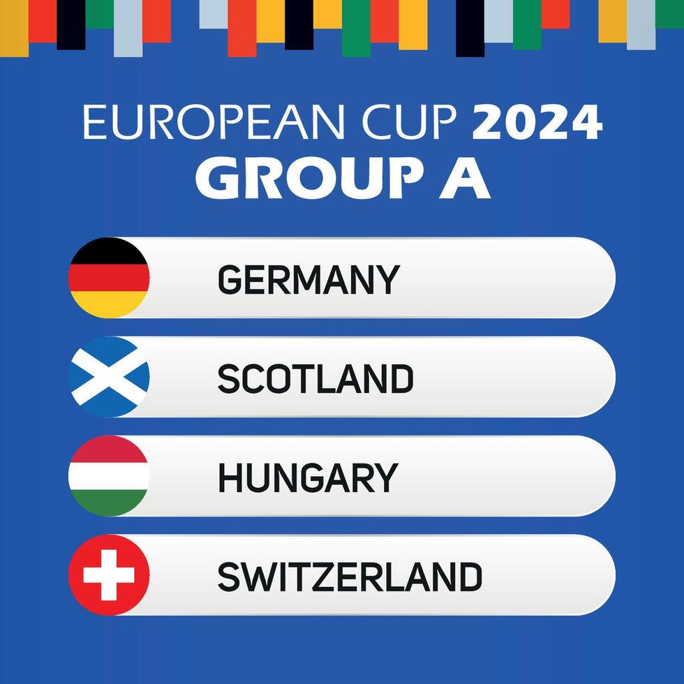 2024 Alemanha europeu futebol campeonato grupo uma Alemanha Escócia Hungria Suíça vetor