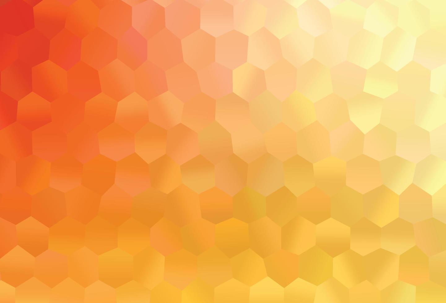 textura de vetor amarelo e laranja claro com hexágonos coloridos.