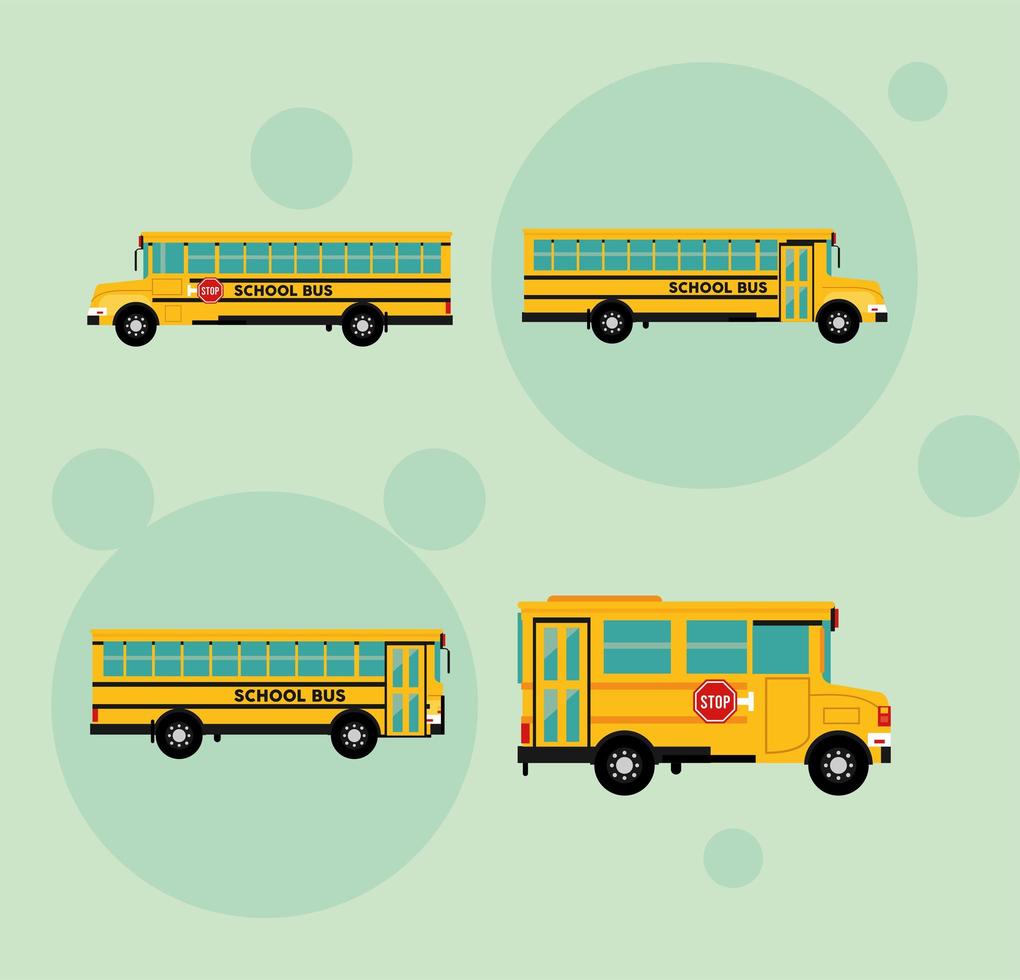 quatro ônibus escolares vetor