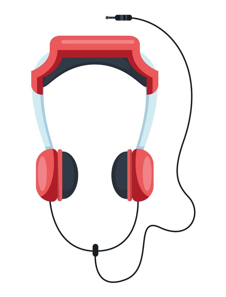 dispositivo de fone de ouvido vermelho vetor
