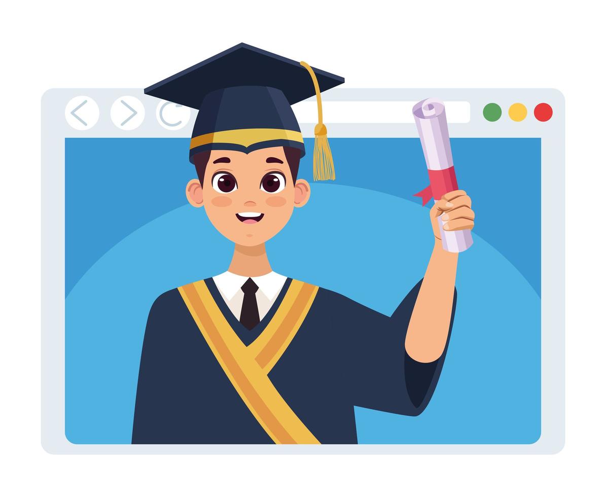 homem graduado em página da web vetor