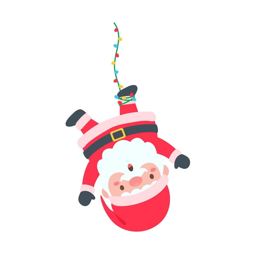 Papai Noel dos desenhos animados com chapéu de malha vermelho para decorar cartões de natal vetor