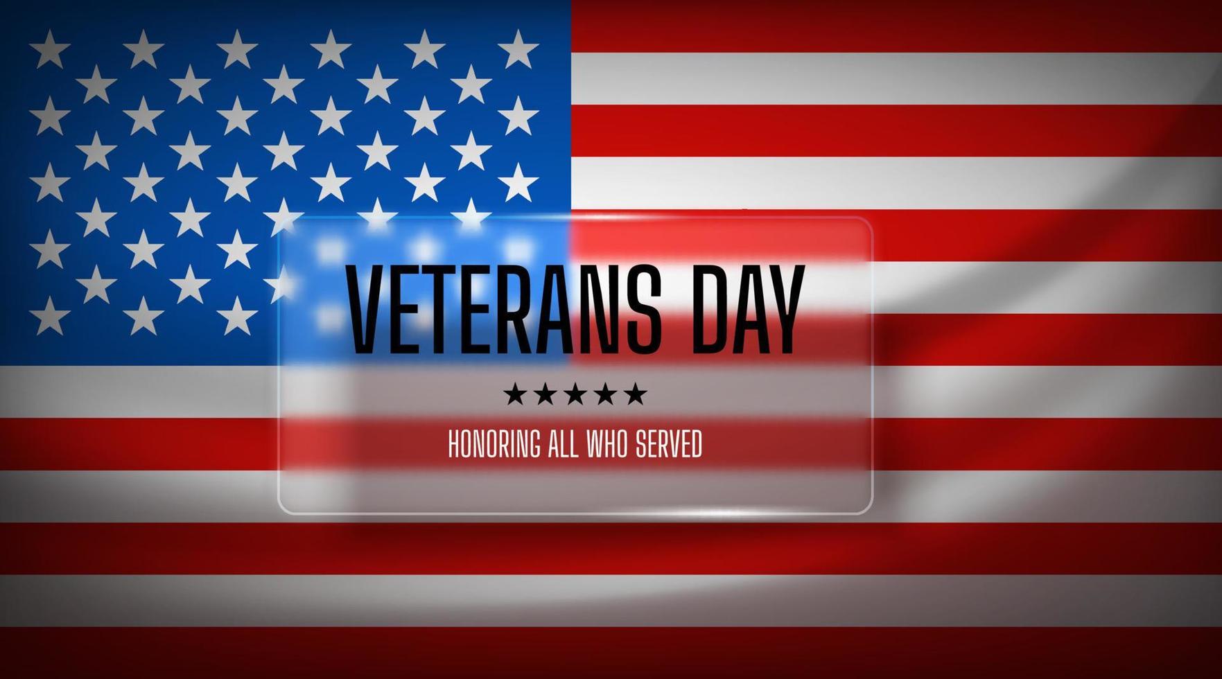 cartão do dia dos veteranos. ilustração vetorial com efeito de vidro vetor