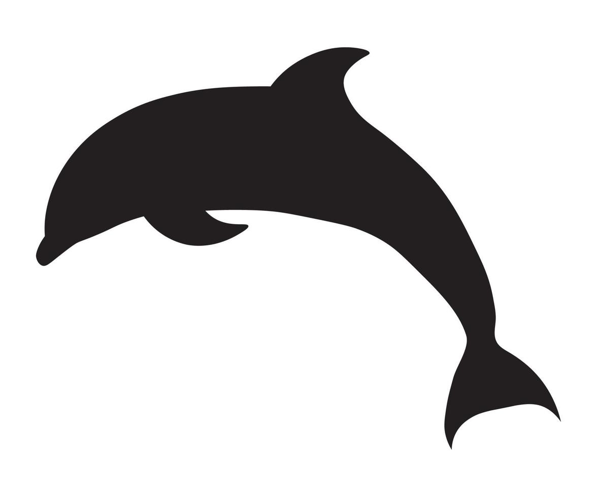 silhueta negra de um golfinho em um salto vetor