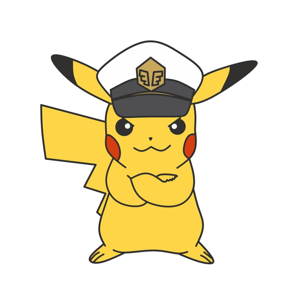 Pokémon personagem Pikachu polícia desenho animado vetor